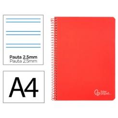 Cuaderno Espiral LIDERPAPEL A4 Witty tapa dura 80H 90gr Pauta 2,5mm c/margen color Rojo