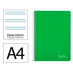 Cuaderno Espiral LIDERPAPEL A4 Witty tapa dura 80H 90gr Pauta 2,5mm c/margen color Verde