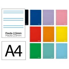 Cuaderno Espiral LIDERPAPEL A4 Witty tapa dura 80H 90gr Pauta 2,5mm c/margen colores Surtidos