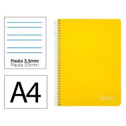 Cuaderno Espiral LIDERPAPEL A4 Witty tapa dura 80H 90gr Pauta 3,5mm c/margen color Amarillo