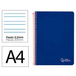 Cuaderno Espiral LIDERPAPEL A4 Witty tapa dura 80H 90gr Pauta 3,5mm c/margen color Azul Oscuro