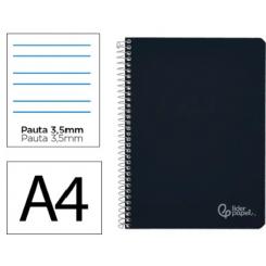 Cuaderno Espiral LIDERPAPEL A4 Witty tapa dura 80H 90gr Pauta 3,5mm c/margen color Negro