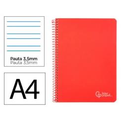 Cuaderno Espiral LIDERPAPEL A4 Witty tapa dura 80H 90gr Pauta 3,5mm c/margen color Rojo