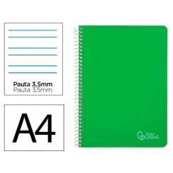 Cuaderno Espiral LIDERPAPEL A4 Witty tapa dura 80H 90gr Pauta 3,5mm c/margen color Verde