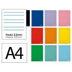 Cuaderno Espiral LIDERPAPEL A4 Witty tapa dura 80H 90gr Pauta 3,5mm c/margen colores Surtidos