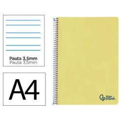 Cuaderno Espiral LIDERPAPEL A4 Wonder tapa plástico 80H 90gr pauta ancha 3,5mm c/margen color Amarillo