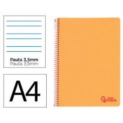 Cuaderno Espiral LIDERPAPEL A4 Wonder tapa plástico 80H 90gr pauta ancha 3,5mm c/margen color Naranja