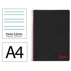 Cuaderno Espiral LIDERPAPEL A4 Wonder tapa plástico 80H 90gr pauta ancha 3,5mm c/margen color Negro