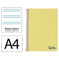 Cuaderno Espiral LIDERPAPEL A4 Wonder tapa plástico 80H 90gr pauta estrecha 2,5mm c/margen color Amarillo