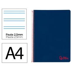 Cuaderno Espiral LIDERPAPEL A4 Wonder tapa plástico 80H 90gr pauta estrecha 2,5mm c/margen color Azul Marino