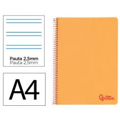 Cuaderno Espiral LIDERPAPEL A4 Wonder tapa plástico 80H 90gr pauta estrecha 2,5mm c/margen color Naranja
