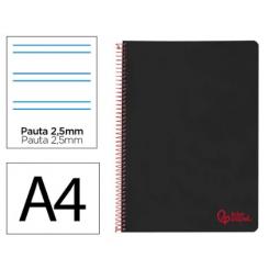 Cuaderno Espiral LIDERPAPEL A4 Wonder tapa plástico 80H 90gr pauta estrecha 2,5mm c/margen color Negro