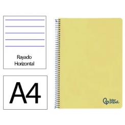 Cuaderno Espiral LIDERPAPEL A4 Wonder tapa plástico 80H 90gr rayado horizontal c/margen color Amarillo