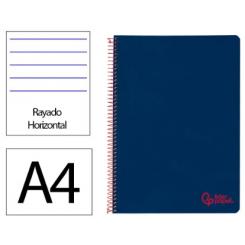 Cuaderno Espiral LIDERPAPEL A4 Wonder tapa plástico 80H 90gr rayado horizontal c/margen color Azul Marino