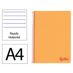 Cuaderno Espiral LIDERPAPEL A4 Wonder tapa plástico 80H 90gr rayado horizontal c/margen color Naranja