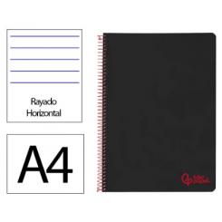Cuaderno Espiral LIDERPAPEL A4 Wonder tapa plástico 80H 90gr rayado horizontal c/margen color Negro