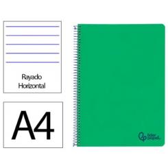 Cuaderno Espiral LIDERPAPEL A4 Wonder tapa plástico 80H 90gr rayado horizontal c/margen color Verde Oscuro