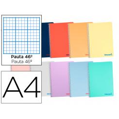 Cuaderno espiral LIDERPAPEL A4 wonder tapa plastico 80h 90gr rayado nº46 colores surtidos