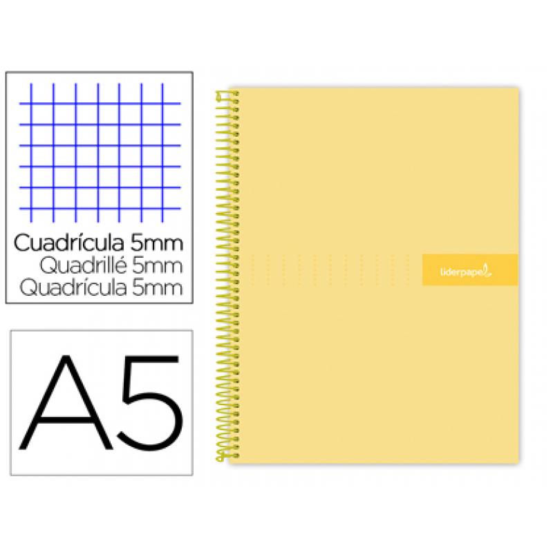 cuaderno-espiral-liderpapel-a5-micro-crafty-tapa-forrada-120h-90-gr-cuadro-5mm-5-bandas6-taladros-color-amarillo