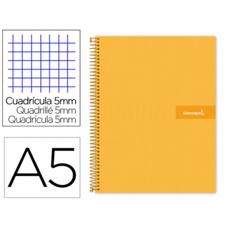 cuaderno-espiral-liderpapel-a5-micro-crafty-tapa-forrada-120h-90-gr-cuadro-5mm-5-bandas6-taladros-color-naranja