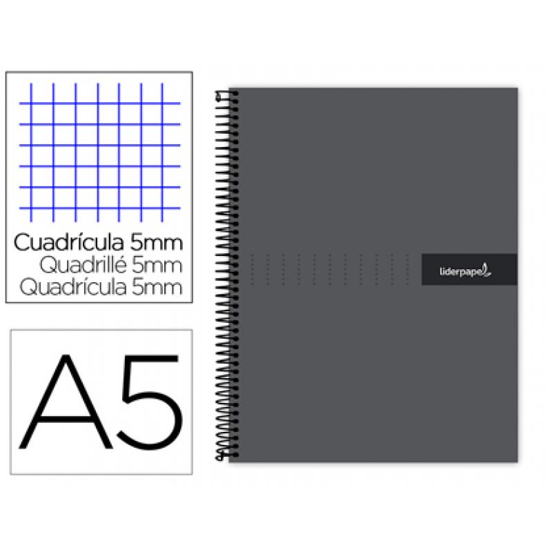 cuaderno-espiral-liderpapel-a5-micro-crafty-tapa-forrada-120h-90-gr-cuadro-5mm-5-bandas6-taladros-color-negro