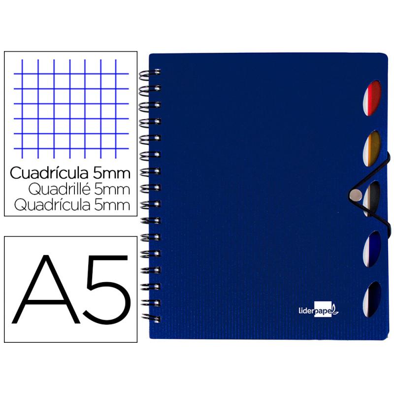 cuaderno-espiral-liderpapel-a5-micro-executive-tapa-plastico-100h-80-gr-cuadro-5mm-5-se-paradores-con-gomilla-azul
