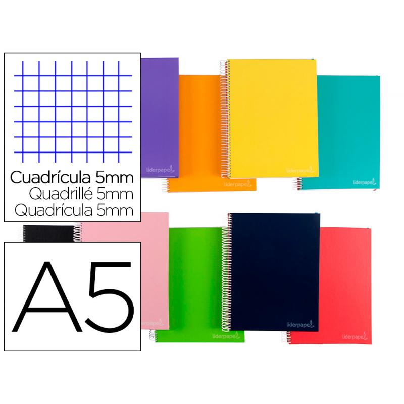 cuaderno-espiral-liderpapel-a5-micro-jolly-tapa-forrada-140h-75-gr-cuadro-5mm-5-bandas6-taladros-colores-surtidos