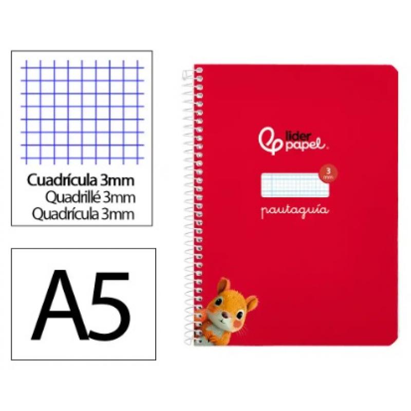 cuaderno-espiral-liderpapel-a5-pautaguia-tapa-blanda-40h-75-gr-cuadriculada-pautado-3mm-color-rojo