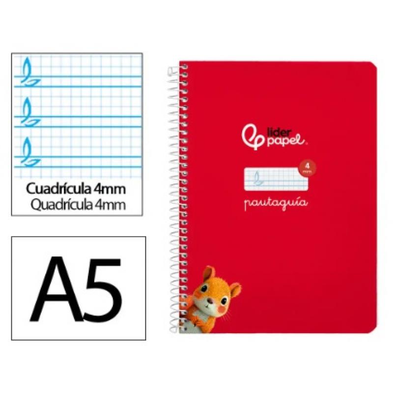 cuaderno-espiral-liderpapel-a5-pautaguia-tapa-dura-80h-90-gr-cuadriculada-pautado-4mm-color-rojo