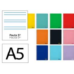 Cuaderno Espiral LIDERPAPEL A5 SMART tapa blanda 80H 75gr Rayado Montessori 5mm colores Surtidos