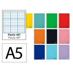 Cuaderno Espiral LIDERPAPEL A5 SMART tapa blanda 80H 75gr Rayado Nº46 colores Surtidos