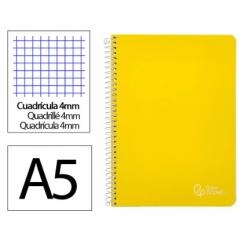 Cuaderno Espiral LIDERPAPEL A5 Witty tapa dura 80H 90gr cuadriculada 4mm c/margen color Amarillo