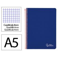 Cuaderno Espiral LIDERPAPEL A5 Witty tapa dura 80H 90gr cuadriculada 4mm c/margen color Azul Marino