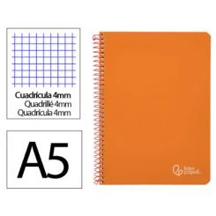 Cuaderno Espiral LIDERPAPEL A5 Witty tapa dura 80H 90gr cuadriculada 4mm c/margen color Naranja