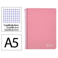 Cuaderno Espiral LIDERPAPEL A5 Witty tapa dura 80H 90gr cuadriculada 4mm c/margen color Rosa