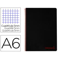 Cuaderno espiral LIDERPAPEL A6 micro wonder tapa plastico 120h 90 gr cuadro 5mm 4 bandas color negro