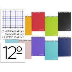 Cuaderno espiral LIDERPAPEL bolsillo doceavo apaisado witty tapa dura 80h 75gr cuadro 4 mm colores surtidos