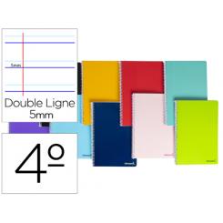 Cuaderno espiral LIDERPAPEL cuarto smart tapa blanda 80h 60gr rayado montessori 5mm colores surtidos