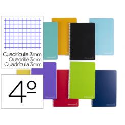Cuaderno espiral LIDERPAPEL cuarto witty tapa dura 80h 75gr cuadro 3mm con margen colores surtidos
