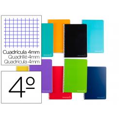 Cuaderno espiral LIDERPAPEL cuarto witty tapa dura 80h 75gr cuadro 4mm con margen colores surtidos