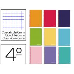 Cuaderno espiral LIDERPAPEL cuarto witty tapa dura 80h 75gr cuadro 6mm con margen colores surtidos