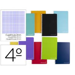 Cuaderno espiral LIDERPAPEL cuarto witty tapa dura 80h 75gr milimetrado 2mm colores surtidos