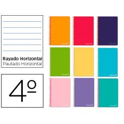 Cuaderno espiral LIDERPAPEL cuarto witty tapa dura 80h 75gr rayado horizontal 8mm con margen colores surtidos