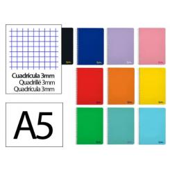 Cuaderno Espiral LIDERPAPEL DIN A5 SMART tapa blanda 80H 75gr cuadriculada 3mm c/margen colores Surtidos