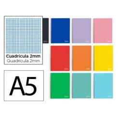 Cuaderno Espiral LIDERPAPEL DIN A5 SMART tapa blanda 80H 75gr Milimetrado 2mm colores Surtidos