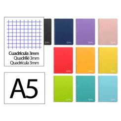 Cuaderno Espiral LIDERPAPEL DIN A5 Witty tapa dura 80H 90gr cuadriculada 3mm c/margen colores Surtidos