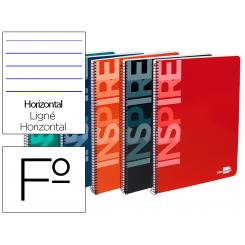 Cuaderno espiral LIDERPAPEL folio inspire tapa dura 80h 60 gr horizontal con margen colores surtidos