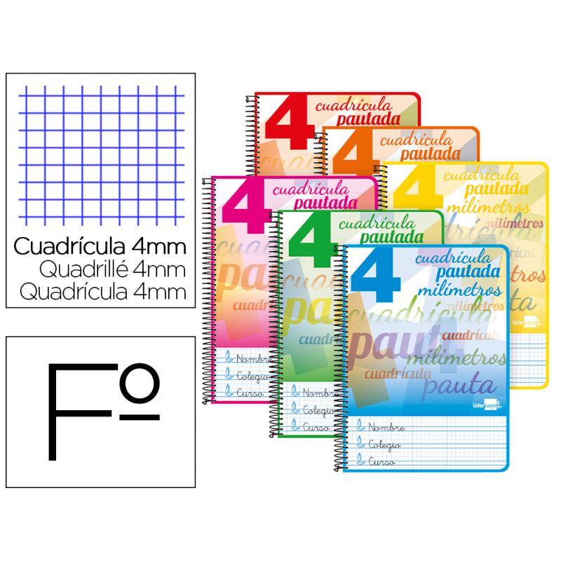 cuaderno-espiral-liderpapel-folio-pautaguia-tapa-dura-80h-75-gr-cuadro-pautado-4mmcon-margen-colores-surtidos