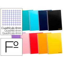 Cuaderno espiral LIDERPAPEL folio smart tapa blanda 80h 60gr cuadro 4 mm con margen colores surtidos