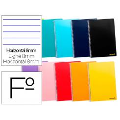Cuaderno espiral LIDERPAPEL folio smart tapa blanda 80h 60gr horizontal 8mm con margen colores surtidos